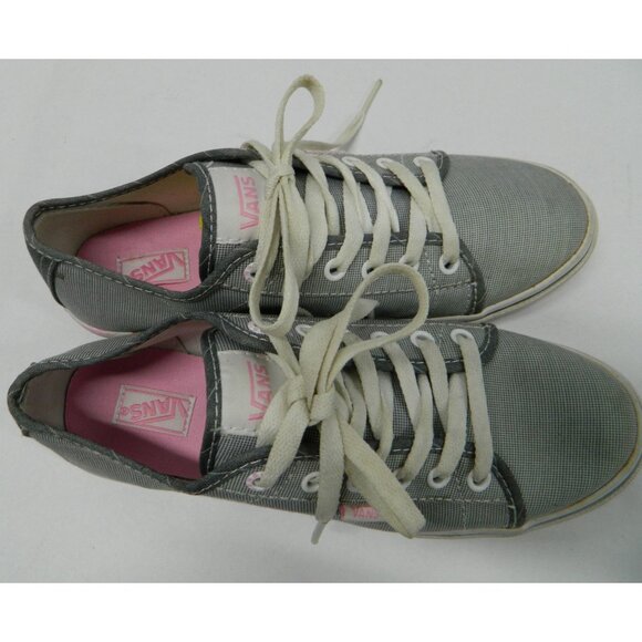 Size 7 Vans Womens Gray Canvas Low-Top Sneakers US Lace-Up Closure Preppy Pink - Picture 4 of 9